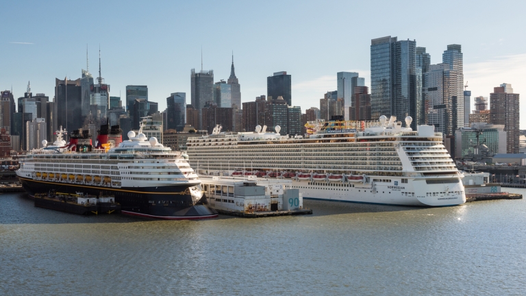 Cruise ship docked at Manhattan Cruise Terminal